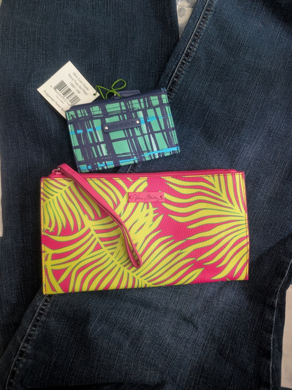 Vera Bradley Pink & Lime Wristlet Wallet
